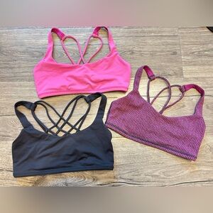 LULULEMON Athletica Strappy Sports Bra Bundle Purple Pink Black sz 4